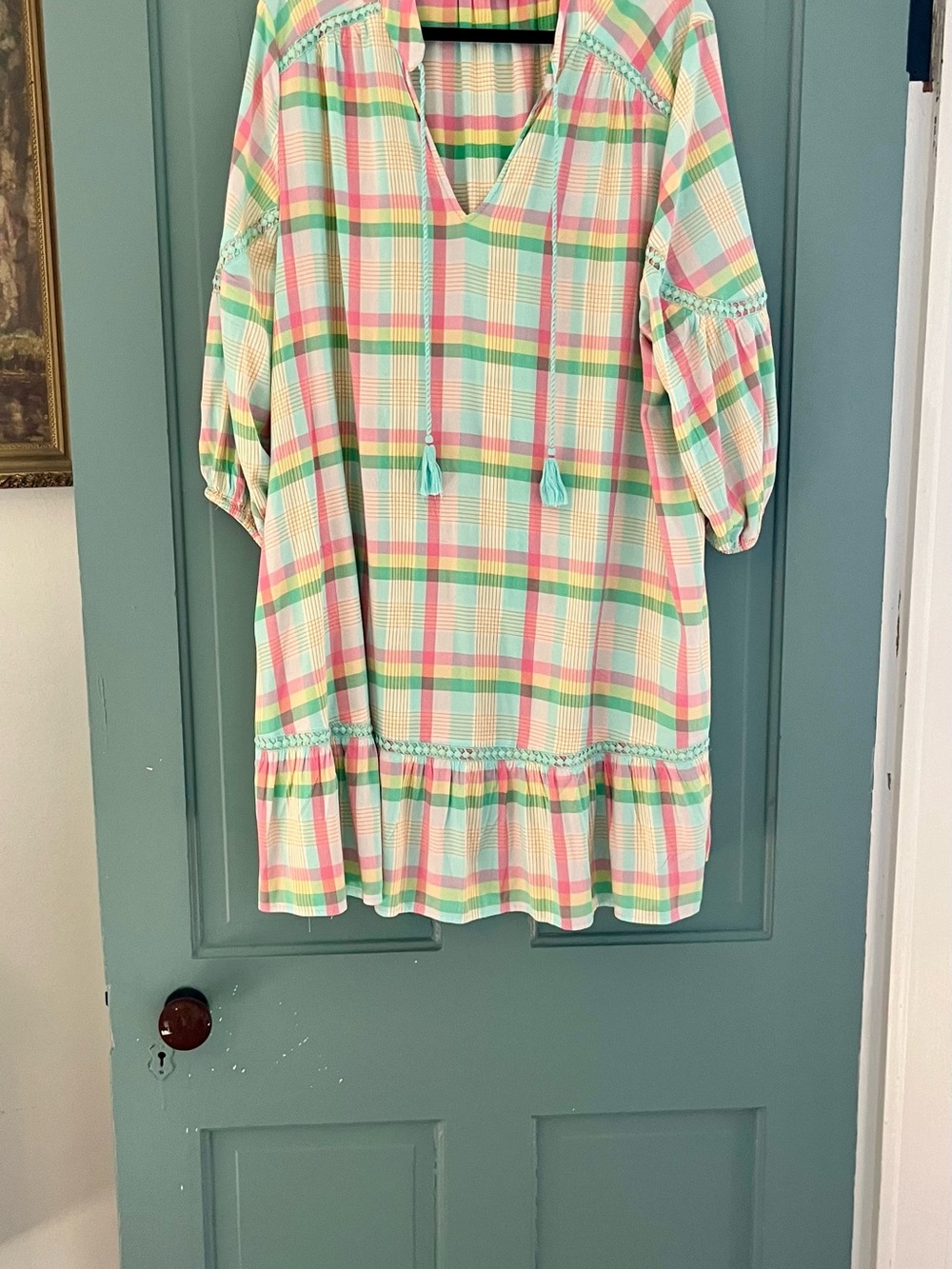 crown & ivy Pastel Plaid Tunic Dress - Pink, Mint & Yellow